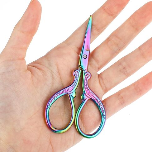 Embroidery Scissors Stainless Steel Sharps Tip Scissors Sewing Crafting Shears Professional Scissors Stainless Steel Tip Scissors Rainbow Shears Needlework Cutting Tools Stork Scissors in Saudi Arabia