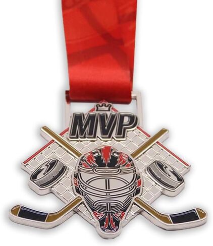 ميدالية Hockey MVP - جائزة البطولات الرياضية، لاعب اللعبة، دوريات الشباب، كل النجوم وحفلات توزيع الجوائز، ظهر كبير مصقول منقوش بالليزر مقاس 3.5 بوصة in Kuwait