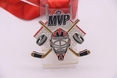 ميدالية Hockey MVP - جائزة البطولات الرياضية، لاعب اللعبة، دوريات الشباب، كل النجوم وحفلات توزيع الجوائز، ظهر كبير مصقول منقوش بالليزر مقاس 3.5 بوصة in Kuwait