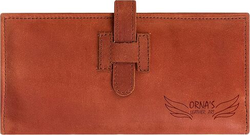ORNA'S LEATHER ART GOLDFINCH COGNAC WALLET: Women’s Brown Billfold, Stylish, Handcrafted, Real Cowhide, Spacious, 18 Card Holders, 6 Money Pockets, in Saudi Arabia