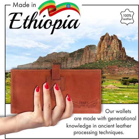 ORNA'S LEATHER ART GOLDFINCH COGNAC WALLET: Women’s Brown Billfold, Stylish, Handcrafted, Real Cowhide, Spacious, 18 Card Holders, 6 Money Pockets, in Saudi Arabia