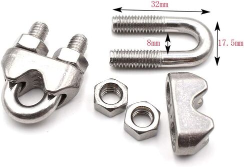 304 Stainless Steel M6 Turnbuckle Wire Rope Kit Turnbuckle Thimble Wire Rope Cable Clamp Aluminum Crimping Loop for 1/4 Inch Wire Rope Cable in Saudi Arabia
