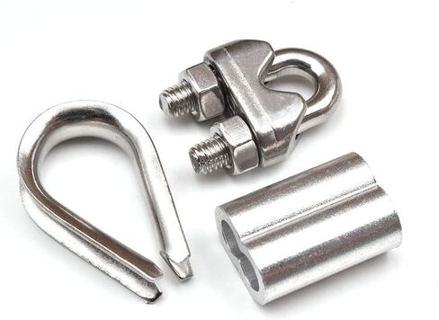 304 Stainless Steel M6 Turnbuckle Wire Rope Kit Turnbuckle Thimble Wire Rope Cable Clamp Aluminum Crimping Loop for 1/4 Inch Wire Rope Cable in Saudi Arabia