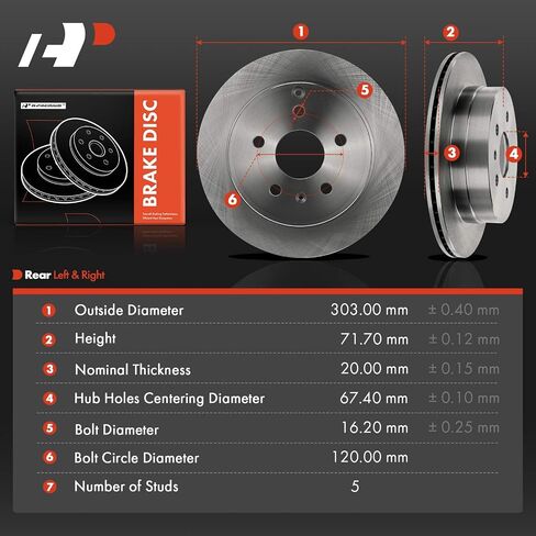 A-Premium 11.93 inch (303mm) Rear Vented Disc Brake Rotors Compatible with Select Chevy and GMC Models - Equinox, Terrain, 2010 2011 2012 2013 2014 2015 2016 2017, 2-PC Set in Saudi Arabia