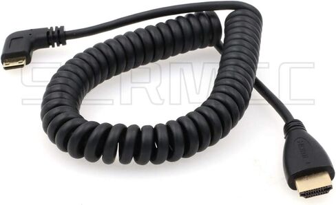 SZRMCC Left Angled Mini HDMI to Full HDMI High Speed Coiled Cable for Canon Sony DSLR Camera ATOMOS Monitor (Left Mini HDMI-HDMI) in Saudi Arabia