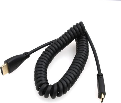 SZRMCC Left Angled Mini HDMI to Full HDMI High Speed Coiled Cable for Canon Sony DSLR Camera ATOMOS Monitor (Left Mini HDMI-HDMI) in Saudi Arabia