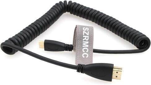 SZRMCC Left Angled Mini HDMI to Full HDMI High Speed Coiled Cable for Canon Sony DSLR Camera ATOMOS Monitor (Left Mini HDMI-HDMI) in Saudi Arabia