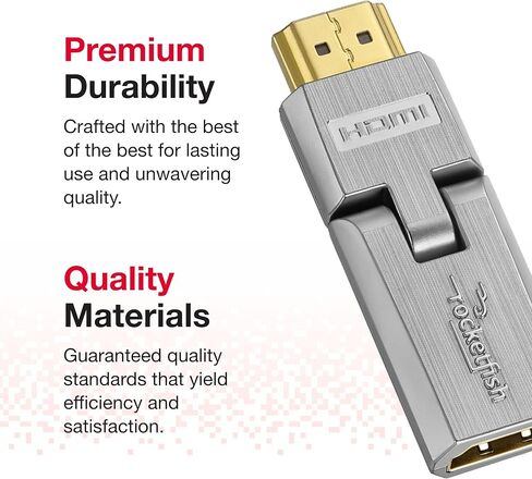 Rocketfish HDMI Universal Swivel Adapter - HDMI Cable Adapter Compatible with Smart TVs, Televisions & Monitors - Swivel Cable Adapter Supports 180-degree Rotation & 4K Ultra HD Video in Kuwait