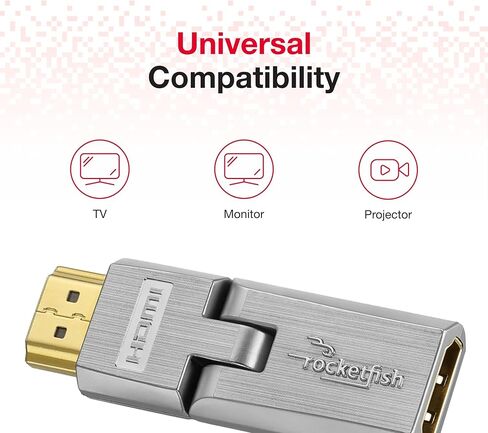 Rocketfish HDMI Universal Swivel Adapter - HDMI Cable Adapter Compatible with Smart TVs, Televisions & Monitors - Swivel Cable Adapter Supports 180-degree Rotation & 4K Ultra HD Video in Kuwait