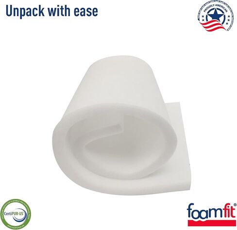 FoamFit Upholstery Firm Foam Cushion Insert Replacement 1 Inch Thick 22" Wide 24 Inches Long High Density 1.8 lb 46 ILD in Kuwait