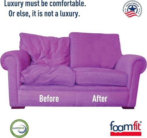 FoamFit Upholstery Firm Foam Cushion Insert Replacement 1 Inch Thick 22" Wide 24 Inches Long High Density 1.8 lb 46 ILD in Kuwait