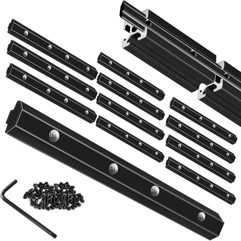 12pcs 2020 Straight Connector Corner Bracket Joint Plate 2020 Hardware T-Slotted Accessories V-Slot with Screws for 8020 Aluminum Profile 3D Printer Accessories Black in Saudi Arabia