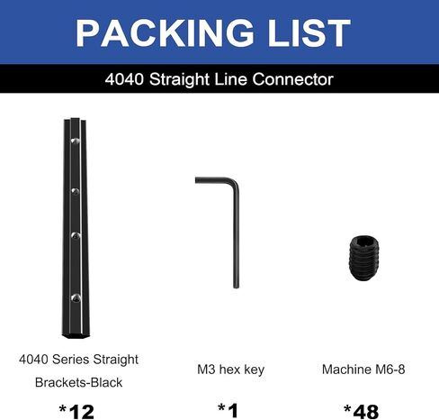12pcs 2020 Straight Connector Corner Bracket Joint Plate 2020 Hardware T-Slotted Accessories V-Slot with Screws for 8020 Aluminum Profile 3D Printer Accessories Black in Saudi Arabia