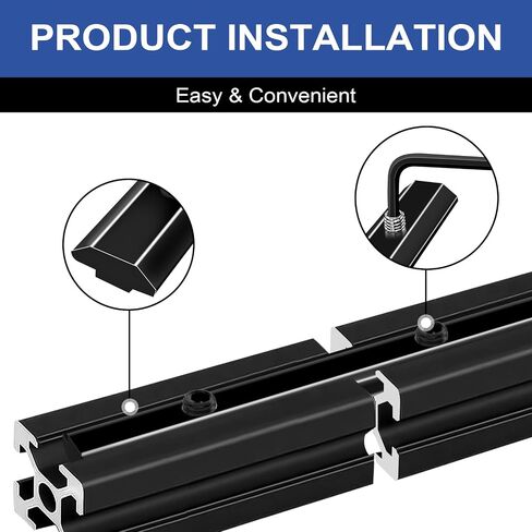12pcs 2020 Straight Connector Corner Bracket Joint Plate 2020 Hardware T-Slotted Accessories V-Slot with Screws for 8020 Aluminum Profile 3D Printer Accessories Black in Saudi Arabia