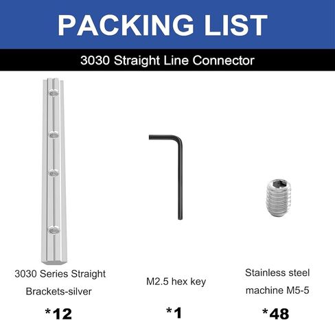 12pcs 2020 Straight Connector Corner Bracket Joint Plate 2020 Hardware T-Slotted Accessories V-Slot with Screws for 8020 Aluminum Profile 3D Printer Accessories Black in Saudi Arabia