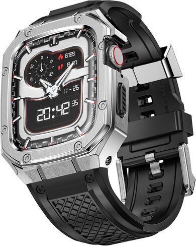 SUPLINK Stainless Steel Case and Band Compatible with Apple Watch Bands 40mm 41mm 38mm Men,Rugged Cover Bumper Soft Silicone Wristband for iWatch Apple Watch Series 9 8 7 6 5 4 3 2 1 SE Black in Saudi Arabia