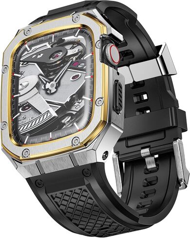 SUPLINK Stainless Steel Case and Band Compatible with Apple Watch Bands 40mm 41mm 38mm Men,Rugged Cover Bumper Soft Silicone Wristband for iWatch Apple Watch Series 9 8 7 6 5 4 3 2 1 SE Black in Saudi Arabia