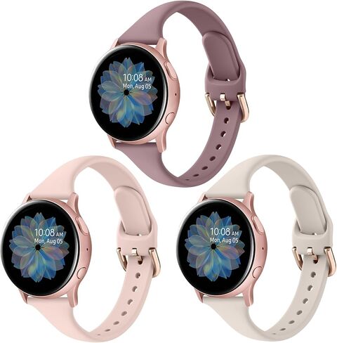 3 Pack Slim Sport Bands for Samsung Galaxy Watch Active 2 / Samsung Galaxy Active Watch 40mm 44mm, Soft Liquid Silicone Waterproof Straps for Replacement for Galaxy Watch Active Wristbands Women Men in Saudi Arabia