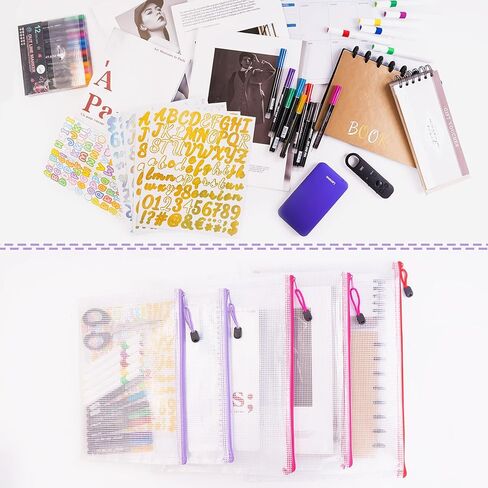 30 قطعة من أكياس الحقيبة الشبكية بسحاب، 8 أكياس بلاستيكية بسحاب لتنظيم أكياس بسحاب شفافة مقاومة للماء، حقيبة شبكية صغيرة مع أكياس تنظيم بسحاب لتخزين ألعاب لوحة الألغاز والوثائق in Kuwait