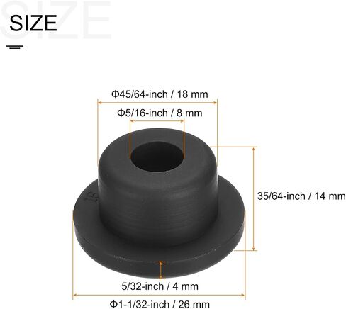 MECCANIXITY Rubber Grommet Mount Dia 45/64" (18mm) Round T Type for Organizing and Protecting Cord Pack of 6 in Saudi Arabia
