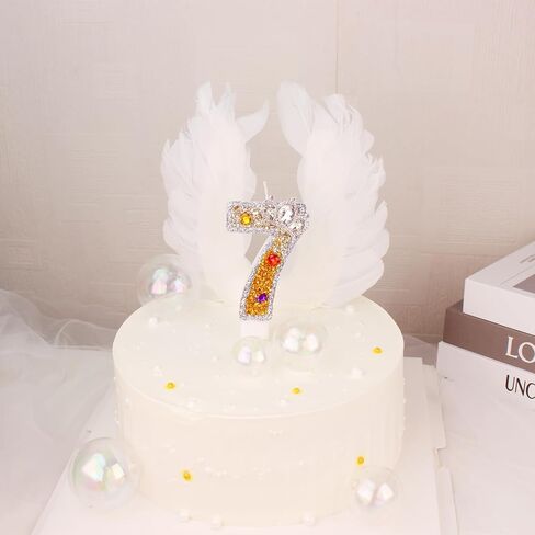 Birthday Candles, 3.8" Large Number Candles for Birthday Cakes, Big Sparkler Candles for Birthday Cake, 0123456789 Gold Birthday Candles for Cake Topper, Birthday Decorations(No.7) in Saudi Arabia