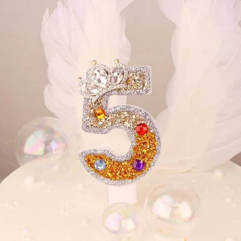 Birthday Candles, 3.8" Large Number Candles for Birthday Cakes, Big Sparkler Candles for Birthday Cake, 0123456789 Gold Birthday Candles for Cake Topper, Birthday Decorations(No.7) in Saudi Arabia