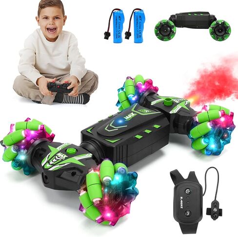 Gesture RC Car, Remote Control Car, 4WD 2.4Ghz Gesture Sensing RC Stunt Car with Lights&Music, 360° Rotate Fog Spray Twist Off Road RC Car, All Terrains RC Cars Toys for Boys Girls Ages 5-7 6 8-13 in Saudi Arabia