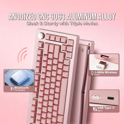 EPOMAKER Tide75 QMK/VIA Wireless Gaming Keyboard, 75% Aluminum Mechanical Keyboard, Programmable Creamy Keyboard, Bluetooth/2.4Ghz/USB-C, with FR4 Plate for Win/Mac (Black, Lemon Switch) in Kuwait