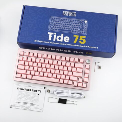 EPOMAKER Tide75 QMK/VIA Wireless Gaming Keyboard, 75% Aluminum Mechanical Keyboard, Programmable Creamy Keyboard, Bluetooth/2.4Ghz/USB-C, with FR4 Plate for Win/Mac (Black, Lemon Switch) in Kuwait