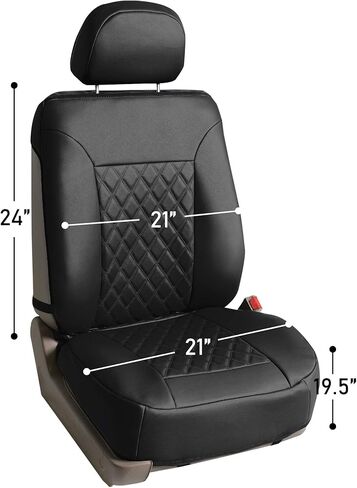 FH Group Front Set Faux Leather Car Seat Cover for Low Back Seat with Removable Headrest, Universal Fit, Airbag Compatible Seat Cover for SUV, Beige/Black in Saudi Arabia