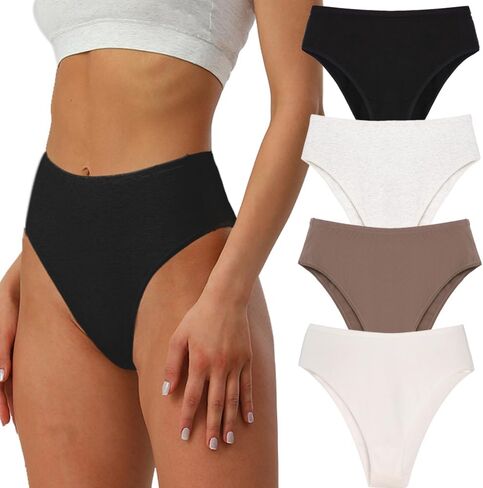 Womens High Rised Cotton Underwear Soft Breathable Panties Deep Length Briefs Underpant Multipack in Saudi Arabia