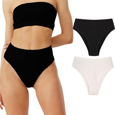 Womens High Rised Cotton Underwear Soft Breathable Panties Deep Length Briefs Underpant Multipack in Saudi Arabia