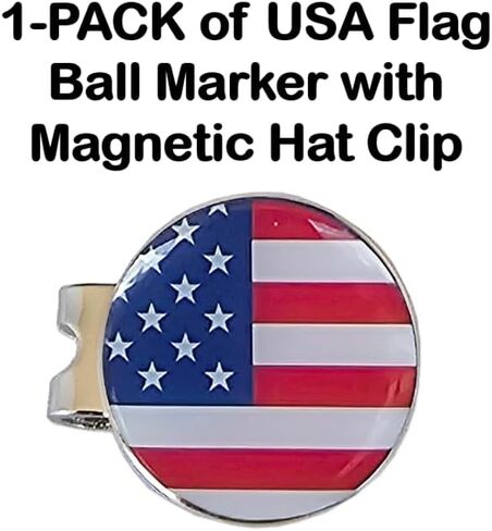 USA Flag Magnetic Golf Ball Marker with Hat Clip Holder for Golf Gloves Hats Bags Caps Visor Belt Mens Womens Adult Gift in Kuwait