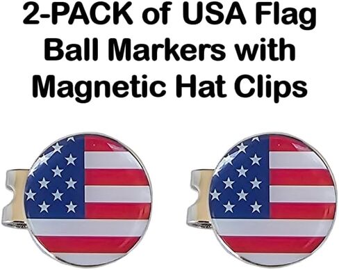 USA Flag Magnetic Golf Ball Marker with Hat Clip Holder for Golf Gloves Hats Bags Caps Visor Belt Mens Womens Adult Gift in Kuwait