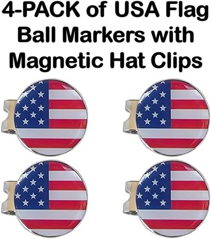 USA Flag Magnetic Golf Ball Marker with Hat Clip Holder for Golf Gloves Hats Bags Caps Visor Belt Mens Womens Adult Gift in Kuwait