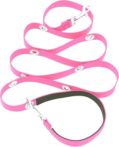 Hands Free Dog Leash Training Lead Double Snap Grommet Adjustable, Small 5/8" x 7.5’ Pink in Saudi Arabia