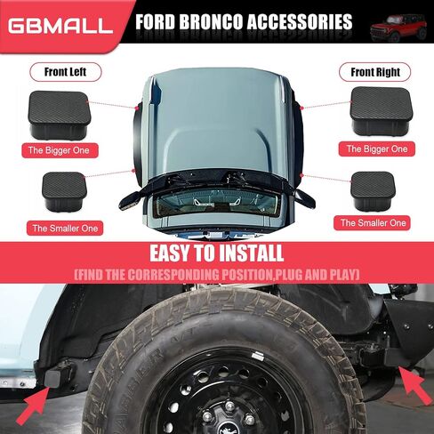 4 Packs Front Axle Plugs Square Bumper Plug Crash Bar Plug Front Bar Plugs Bronco Accessories Rubber Stopper Cover for Ford Bronco 2021 2022 in Saudi Arabia