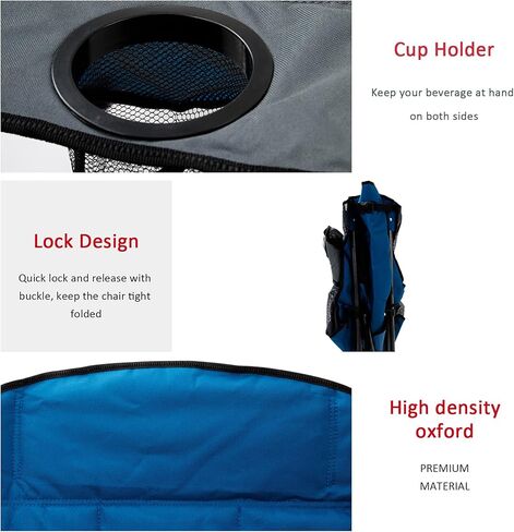 SUNNYFEEL Oversized Folding Camping Chair, Portable Chairs for Outdoor Patio Garden Lawn, Padded Sofa for Adults (2 Pack) in Kuwait