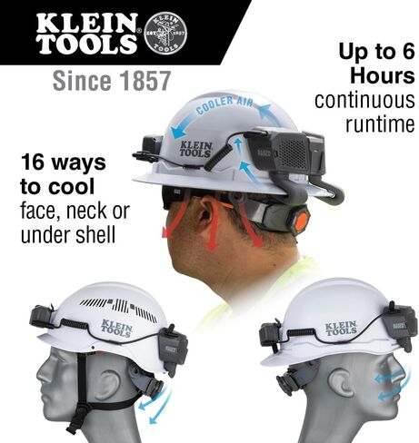 Klein Tools 60155 Portable Cooling Fan for Hard Hats and Safety Helmets, Powered by USB Rechargeable Battery to Cool Head, Neck, and Face in Saudi Arabia