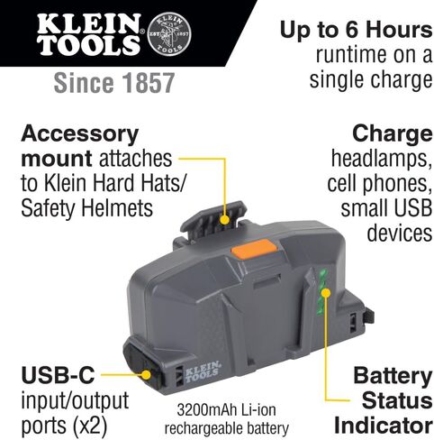 Klein Tools 60155 Portable Cooling Fan for Hard Hats and Safety Helmets, Powered by USB Rechargeable Battery to Cool Head, Neck, and Face in Saudi Arabia