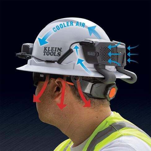 Klein Tools 60155 Portable Cooling Fan for Hard Hats and Safety Helmets, Powered by USB Rechargeable Battery to Cool Head, Neck, and Face in Saudi Arabia