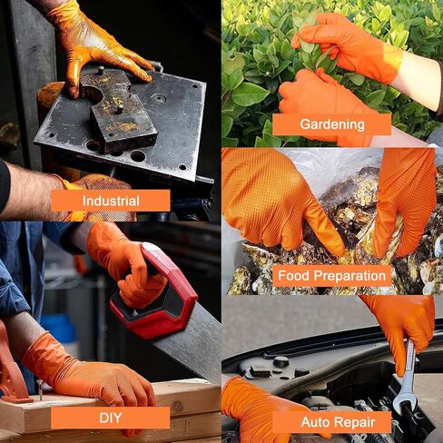 PROMEDIX P Heavy Duty Nitrile Disposable Gloves,8-mil Orange,Raised Diamond Texture Work Gloves，Industrial Work gloves in Saudi Arabia