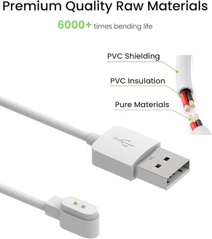 شاحن بديل مخصص للساعة الذكية TOZO S2 & TOZO S3 & TOZO S4 & TOZO S5، سلك كابل شحن مغناطيسي 60 سم، عبوتان in Saudi Arabia