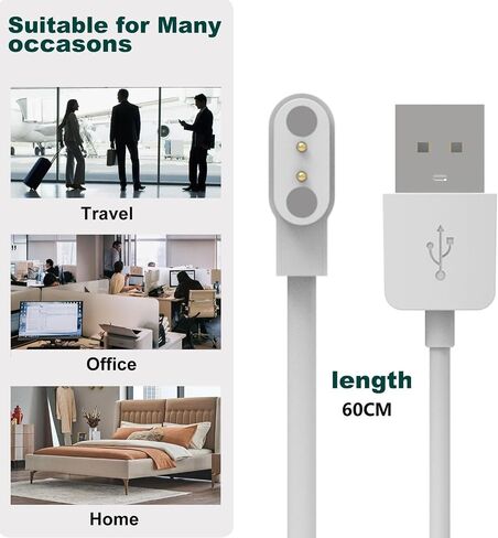 شاحن بديل مخصص للساعة الذكية TOZO S2 & TOZO S3 & TOZO S4 & TOZO S5، سلك كابل شحن مغناطيسي 60 سم، عبوتان in Saudi Arabia