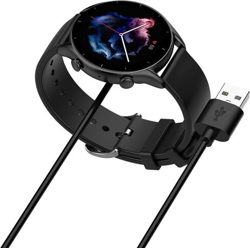 Replacement Charger Compatible with Amazfit Bip 5/Bip 5 Unity/Bip 3/Bip 3 Pro/T-Rex Pro Charging Cable 3.3ft USB Magnetic Charging Cord Cable for Amazfit Bip 5 Charger (Black&Black) in Saudi Arabia