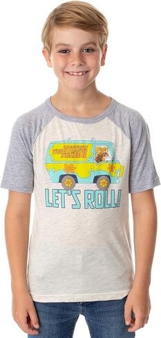 Scooby-Doo Boy's The Mystery Machine Let's Roll Collectible Raglan T-Shirt in Saudi Arabia