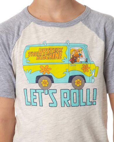 Scooby-Doo Boy's The Mystery Machine Let's Roll Collectible Raglan T-Shirt in Saudi Arabia