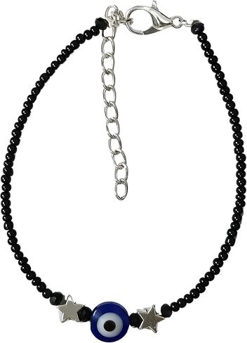 Evil Eye Bracelets for Women Men Handmade Black Bead Good Luck Success and Prosperity Bracelet Chain Cord Friendship Bracelet Adjustable Minimalist Jewelry (Evil Eye) in Saudi Arabia