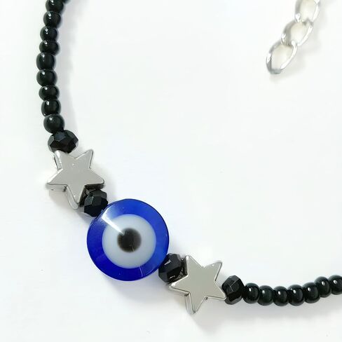 Evil Eye Bracelets for Women Men Handmade Black Bead Good Luck Success and Prosperity Bracelet Chain Cord Friendship Bracelet Adjustable Minimalist Jewelry (Evil Eye) in Saudi Arabia