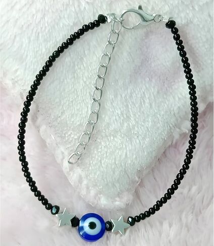 Evil Eye Bracelets for Women Men Handmade Black Bead Good Luck Success and Prosperity Bracelet Chain Cord Friendship Bracelet Adjustable Minimalist Jewelry (Evil Eye) in Saudi Arabia